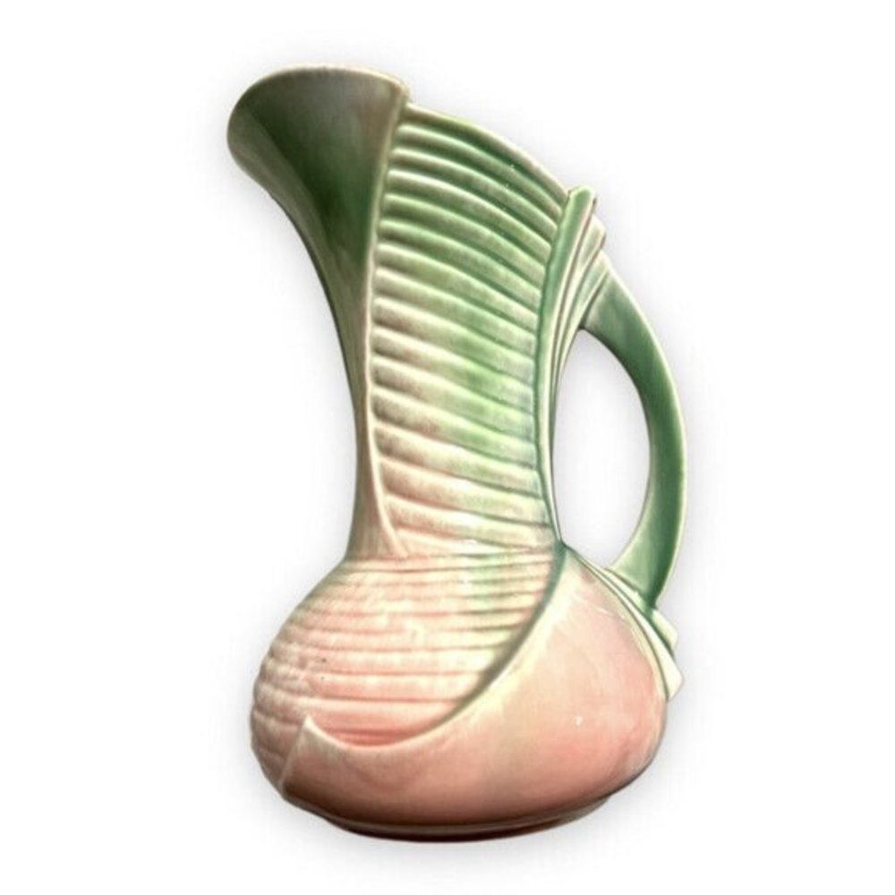 Vintage Sylvac Pottery Art Deco Watermelon Ribbed Jug Pitcher Vase England Made